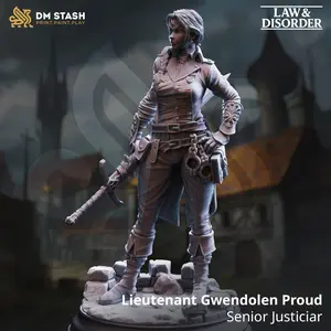 Lt. Gwendolen Proud - Senior Justiciar | 3D Printed Miniature | DM Stash