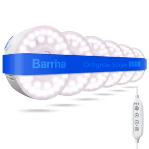 Barrina Orbgrow OG09 Puck Grow Light with Timer, Pinkish White 54W(6 x 9W, 810 Watt Equiv), Full Spectrum Plant Light for Indoor Plants, Magnetic & Linkable, 5 Levels Dimmable for Plant Shelf, 6 Packs