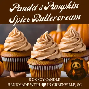 Panda's Pumpkin Spice Buttercream - 8 oz Soy Candle - Panda's Fall Flavors Collection - Hand-Poured in Greenville, SC