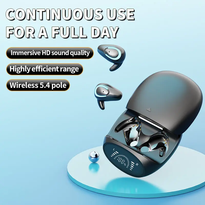 H.L.WALK-D Mini Invisible Earbud Headset, 5.4 Version, 10h Playtime, LED Display, Stereo Sound, IPX5 Waterproof, USB Chargeable, Portable for Side Sleepers