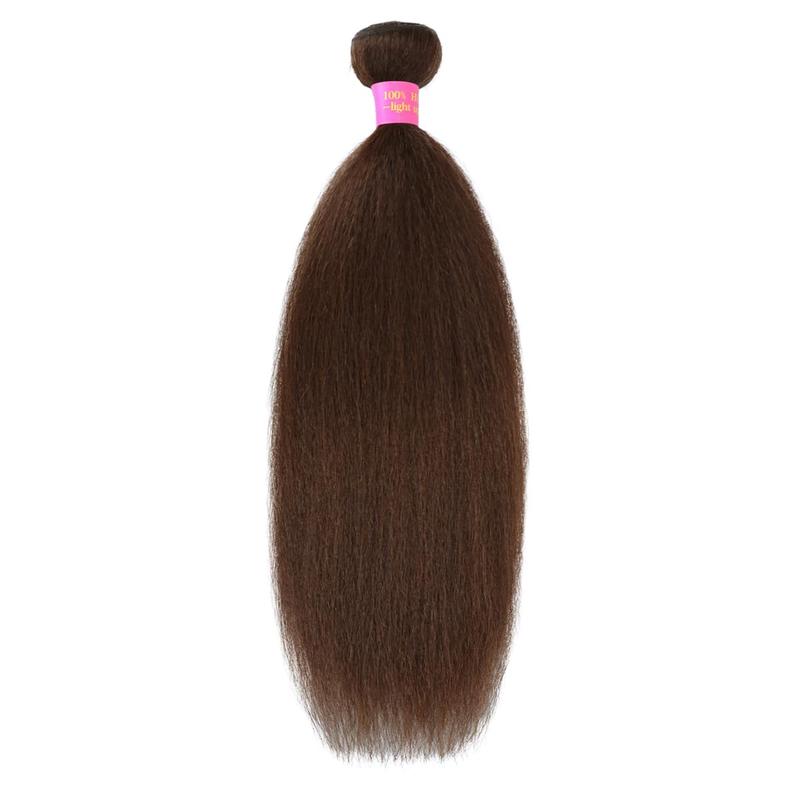 Brown Kinky Straight Bundles Yaki Straight Human Hair Bundles Unprocessed Brazilian Virgin Hair Kinky Straight Human Hair For Black Women
