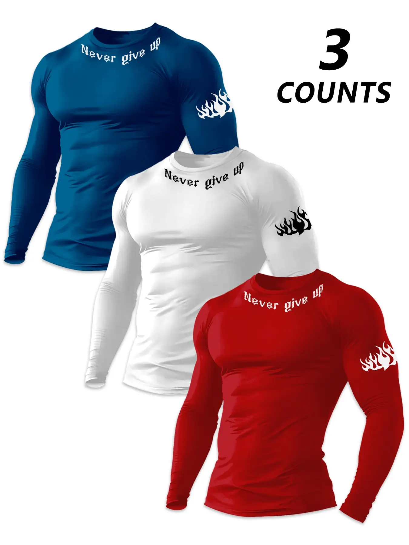 Men's Round Neck Long Sleeve T-Shirt Set, Letter Pattern Design, Comfortable Durable Breathable Fabric, Gym Sport Daily Wear, Fitness T Shirt, Athletic Sports Clothing, Gym Shirts, Gym Athletic Clothes, Gym Clothes Workout, Athletic Apparel