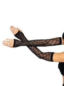Sheer Spider Web Arm Warmers, Opera Length Polyester Fingerless Gloves for Halloween Costume Party, DIY Cosplay