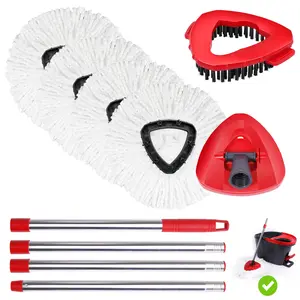 O-Cedar Easywring Mop Accessories Set: 4 Replacement Mop Heads (Pads), 4 Stainless Steel Handles, Scrubbing Head & Base Plate | BUCKET NOT INCLUDED | For Hardwood Floors hot water replaceable microfiber, Replacement Head Refill Pack