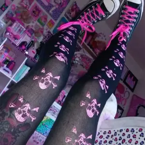Y2K Punk Gothic Skull Pantyhose
