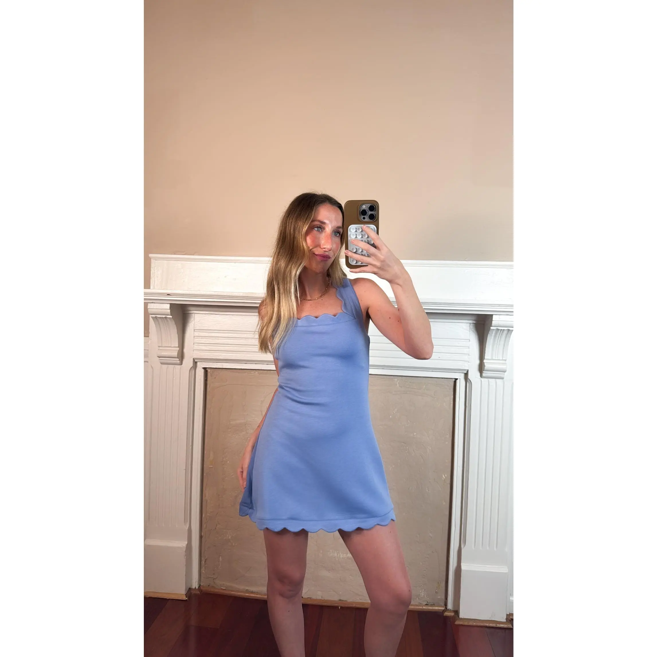 Scallop Scuba Mini Dress - Periwinkle