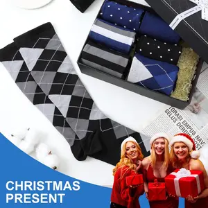 8 Pairs Men Dress Compression Socks Men Knee High Light Compression Socks 8-15 Mmhg Graduated Support Stockings for Father's Day Christmas Gift