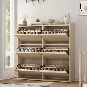 Shoe Cabinet with 6 Flip Drawers, Hidden Entryway Shoe Storage Organizer with Adjustable Shelves