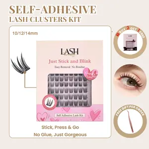 Lashterally Cupid's Love Self-adhesive Lash Clusters Kit 90 Clusters 10mm/12mm/14mm Ultra Lightweight Easy Removal DIY D Curl False Eyelashes for Halloween Party Makeup Cosmetic Flawless