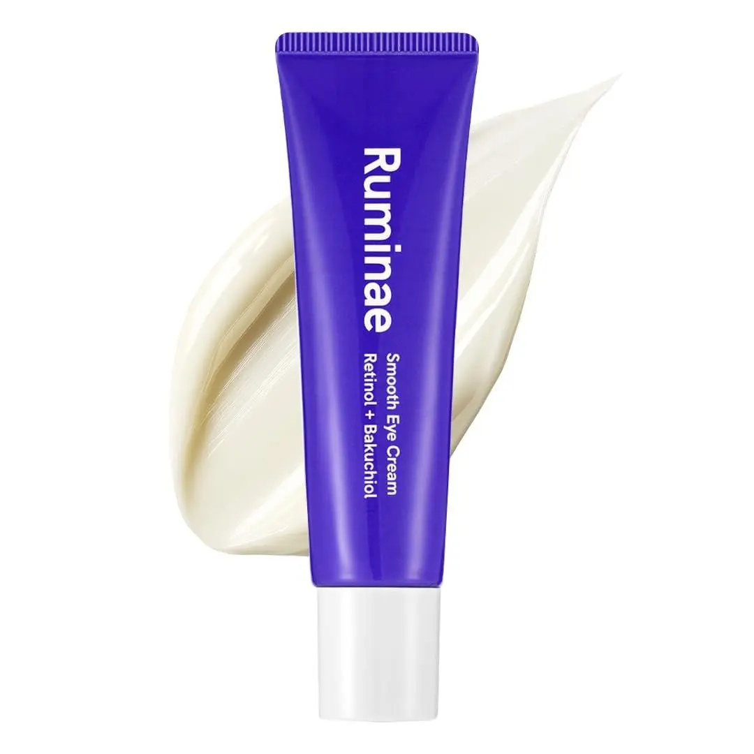 Ruminae Smooth Eye Cream | 0.1% Retinol, 0.5% Bakuchiol | Anti-Aging Brightening Eye Care | Fine Line Reducer, Wrinkle Smoother & Dark Circle Corrector, Gentle Korean Skin Care (1.01 fl. oz.)