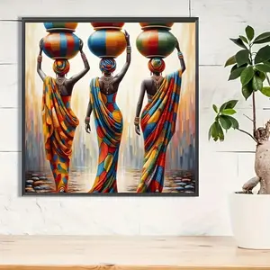 African Culture Pattern DIY Diamond Arts Colorful Painting Kit, 5D Diamond Decor Painting by Numbers Kit, DIY Wall Art Decor