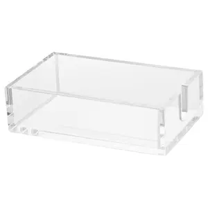 VEVOR Acrylic Napkin Holder, 9.1x 5.5x 2.6 inch, Clear Bathroom Guest Towel Storage Tray with U-Shaped Opening, Disposable Paper Towel Holder for Bathroom Kitchen Parties Weddings Various Events