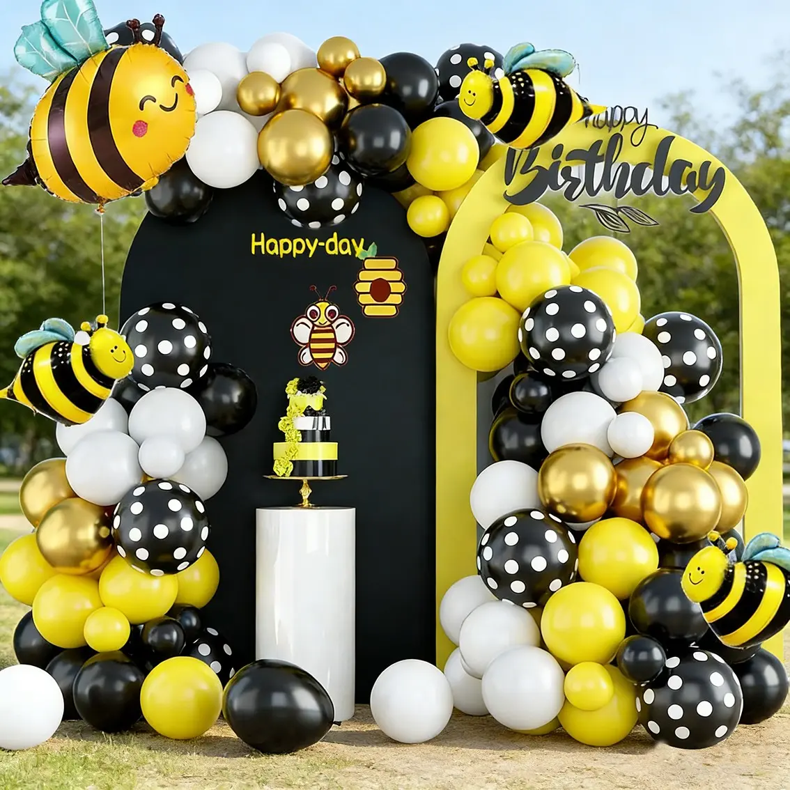 Bee Theme Party Set, Balloon Chain Kit, Children Birthday Decor, Baby Shower Backdrop, Decoration Setup, No Choking Hazard