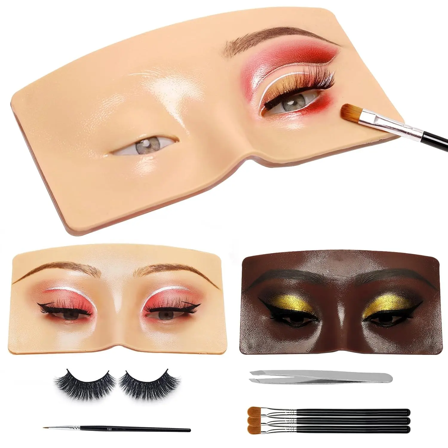 3D Eye Makeup Practice Board，Silicone Face Mannequin