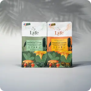 Lyfe Mushroom Coffee Duo Pack - Decaf & Caffeinated Instant Mushroom Coffee - 40 Servings - Beverage
