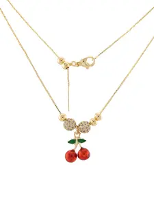Spectacular cherry pendant set with a 20-inch adjustable gold-plated chain and a pair of earrings.