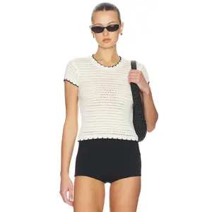 MAJORELLE Maev Short Sleeve Top in Ivory