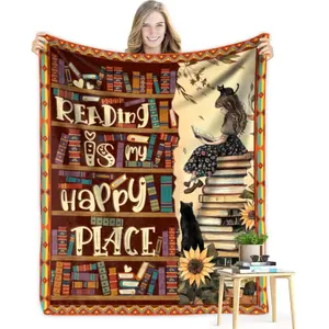 Reading Gifts For Book Lover - Book Throw Blanket, Cozy Library Club Themed, Soft For Bed Couch Sofa Nook, Present For Bibliophiles And Avid Readers New Year 2026