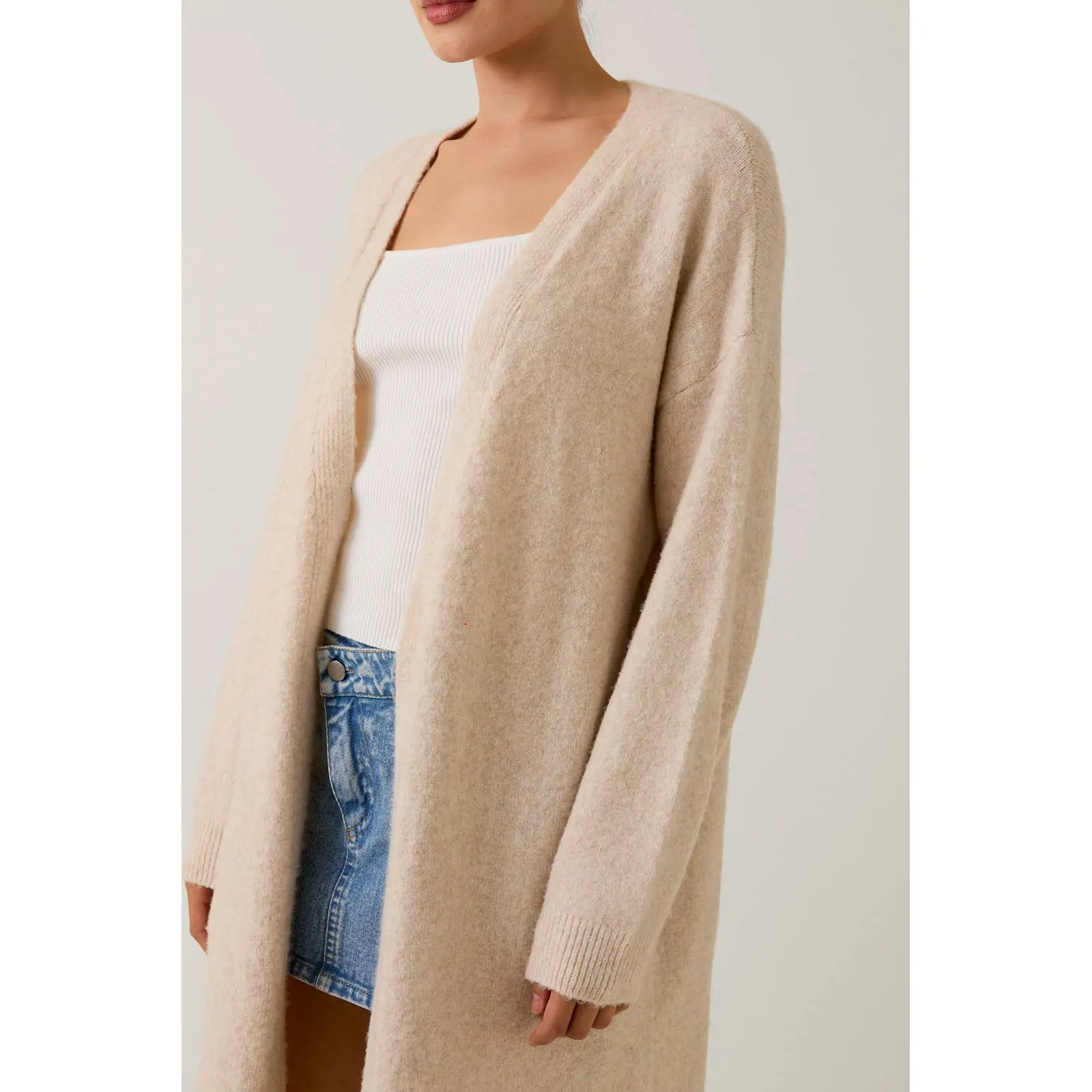 The Maeve Oatmeal Cover-Up  Cardigan Sweater