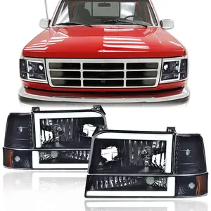 6PC Dual LED DRL Headlight  Bumper Corner Light Kit Fit for 1992-1996 Ford F150 F250 F350 Bronco OBS6PC Dual LED DRL Headlight + Bumper Corner Light Kit for 1992-1996 Ford F150 F250 F350 Bronco OBS`