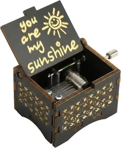 You are My Sunshine Wooden Music Box, Antique Engraved Musical Box, Trinket Box Small Musical Boxes-Gifts for Lover, Boyfriend, Girlfriend, Husband, Wife