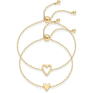 18K gold-plated heart-shaped pendant bracelet set for ladies, adjustable love and friendship bracelet set