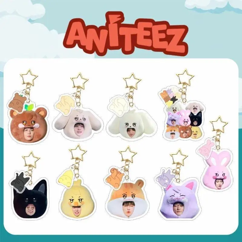 KPOP 2024 ANITEEZ Merch Keychain for Women Men Kawaii Fashion Acrylic Key Ring Holder Gifts Car Bag Charm Accessories