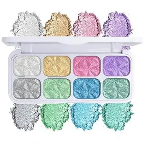 Highlighter & Contour Palette - Shimmer, Glitter, Iridescent Multichrome Holographic Eyeshadow for Face & Cheek, Purple Highlight Makeup
