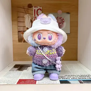 Doll fashion set - designed for 17cm Labu-bu - Cute Sweater & Jeans Outfit for Mini Dolls(Doll not included)