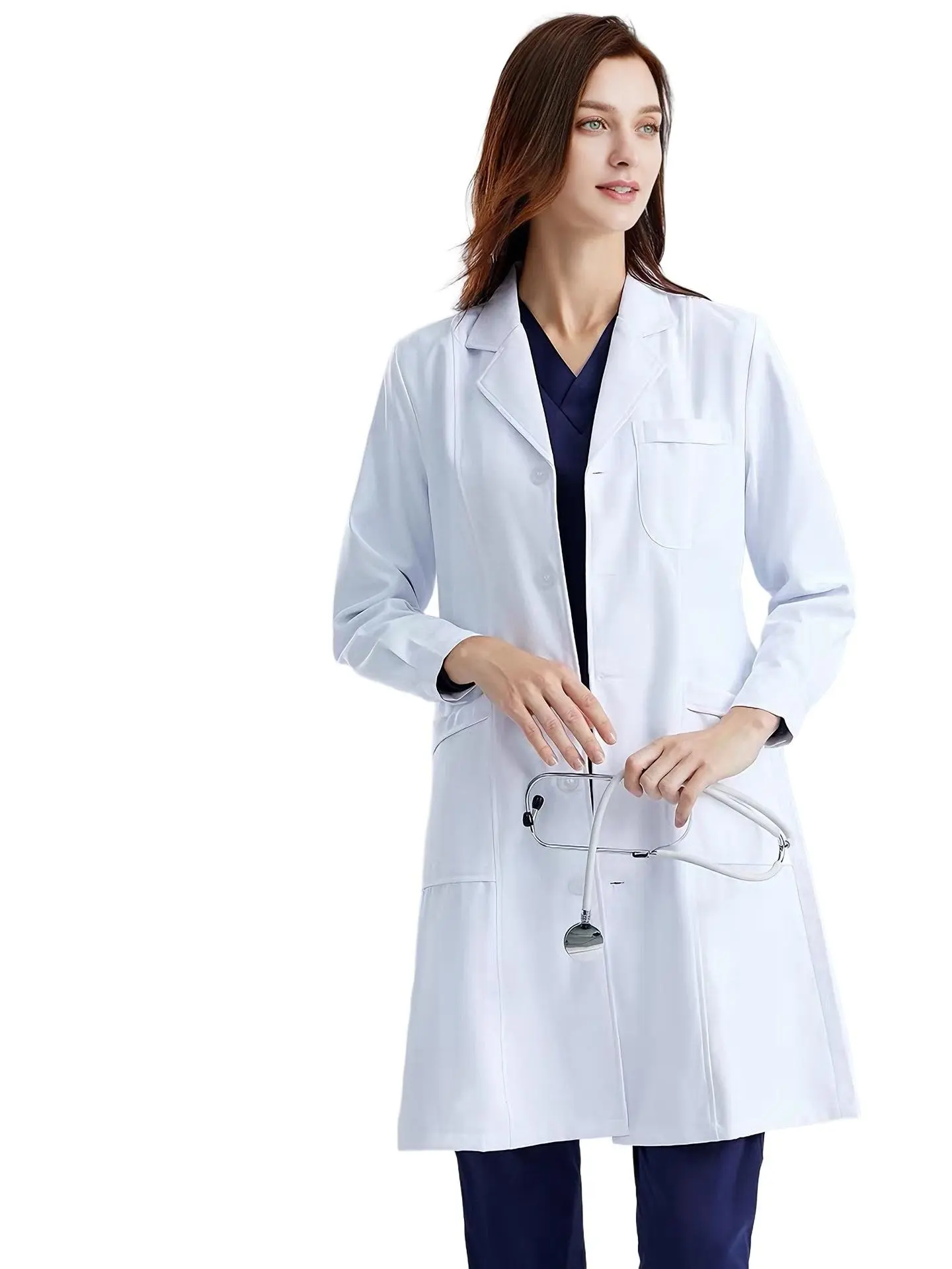 White lab coat, unisex, long and short sleeves, doctor's lab coat, plus size, loose fit, universal workwear, elastic cuffs. Womenswear Clothes