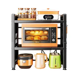 Joybos three-layer adjustable black kitchen storage  kitchen  kitchen cabinet metal microwave  kitchen household supplies storage  accessories rack of shelves
