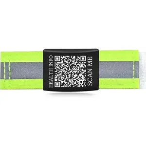 Custom Medical ID Shoelace Tag with Dynamic QR Code or Text  | 22mm Wide Waterproof Nylon Shoe Lace Charm with Reflective Strip | Emergency Contact Info Label for Runners, Travel