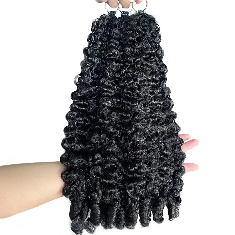 MYLOCKME Coily Human Hair Extensions, 100% Unprocessed Brazilian Bundles, Pre-Separated for Knotless Braiding, Side Part and Bun Styles, Fragrance Free, 50g/Pack
