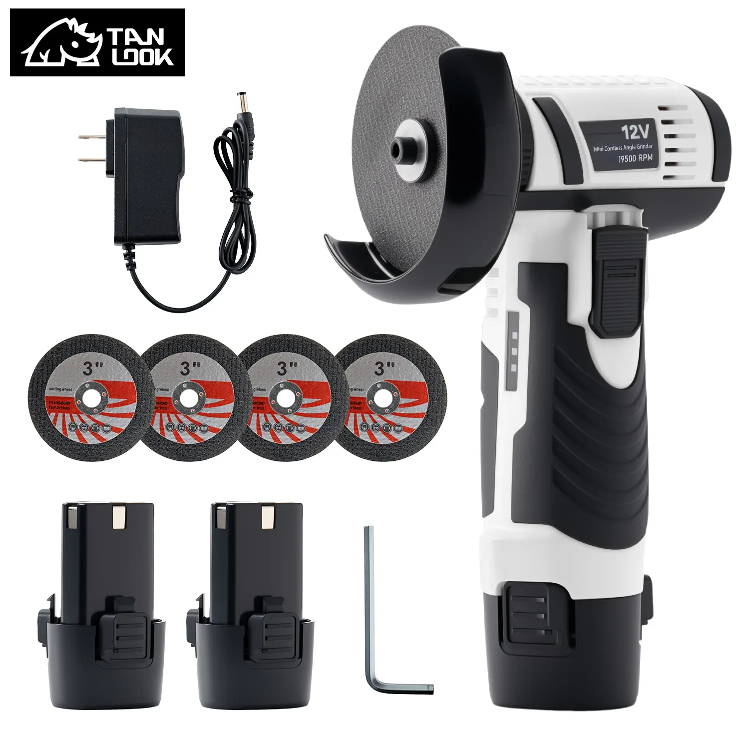 12V Mini Angle Grinder, 2 batteries 4 replacement grinding blades to meet the cutting and grinding needs of various materials ,Gift For Him Power Tools Cordless ,polishing grinding machine for cutting electric