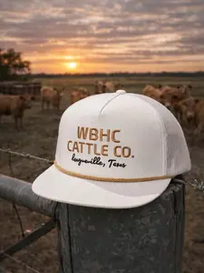 White Gold Rope Trucker Hat, Snapback Cap Vintage Mesh Back Adjustable, Outdoor Casual Hat for Men Women