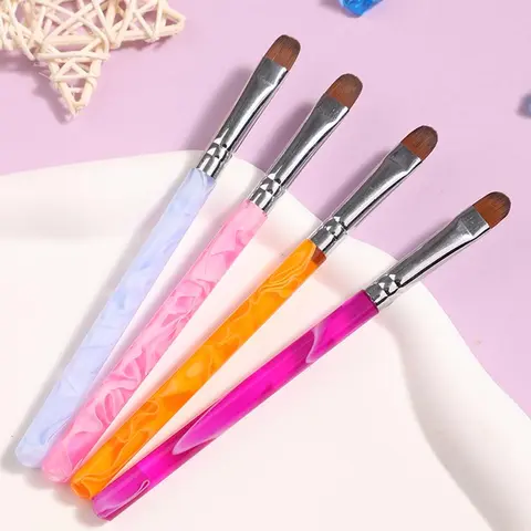 Acrylic Nail Art Brush Set, 4 Counts/set Professional Home Nail Art Gel Nail Polish Nail Art Brush, Manicure Tool for Women & Girls, Nail Art Design, Nail Art DIY, Nail Art Tools, Nail Art Equipment