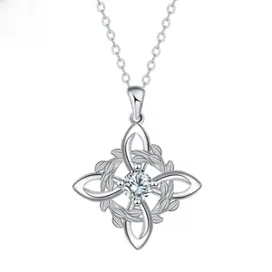 Celtic necklace, cross-shaped four-cornered flower ring necklace, women's gift paris vintage jewelry