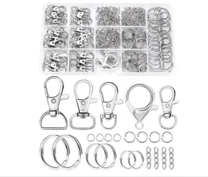 325PCS FIVEIZERO Keychain Making Kit - Keychain Clip with Key Ring, Lobster Claw Clasp, Swivel Snap Hook, Jumprings & Extender Chain for Crafts, DIY Projects & Purse Making Supplies
