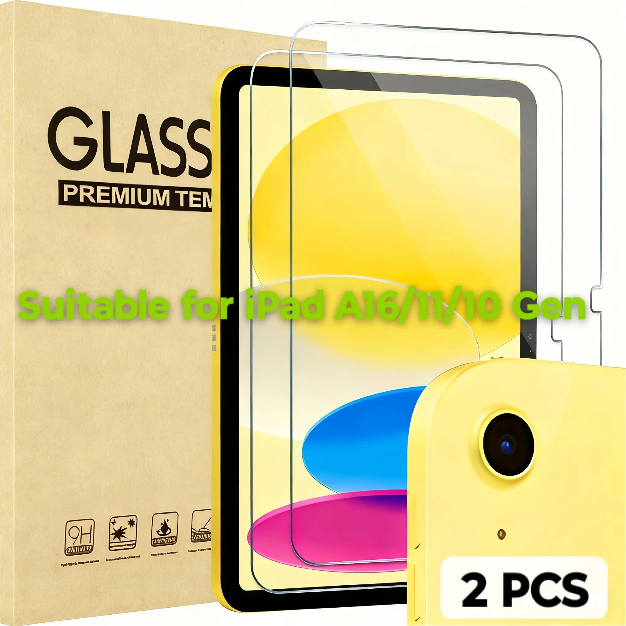 2-Pack High Hardness Tempered Glass Film for iPad A16 11th/10th Gen, Anti-Scratch HD Screen Protection, 11 Inch/10.9 Inch Compatible, Screen Protector Film, Screen Protective Film
