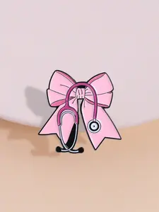 Sweet Medical Badge with Bow Stethoscope Brooch, Perfect Graduation Gift for Intern Doctors & Nurses, Cute Accessory for Healthcare Workers, Durable Metal Pins, Clip In, Fashion Accessory