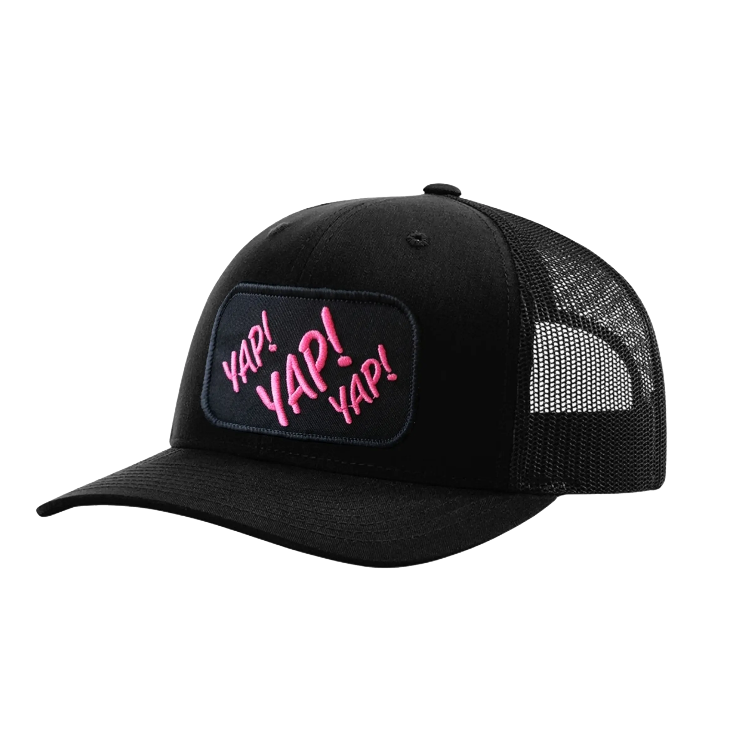112 Curved Brim  Black - Pink Thread