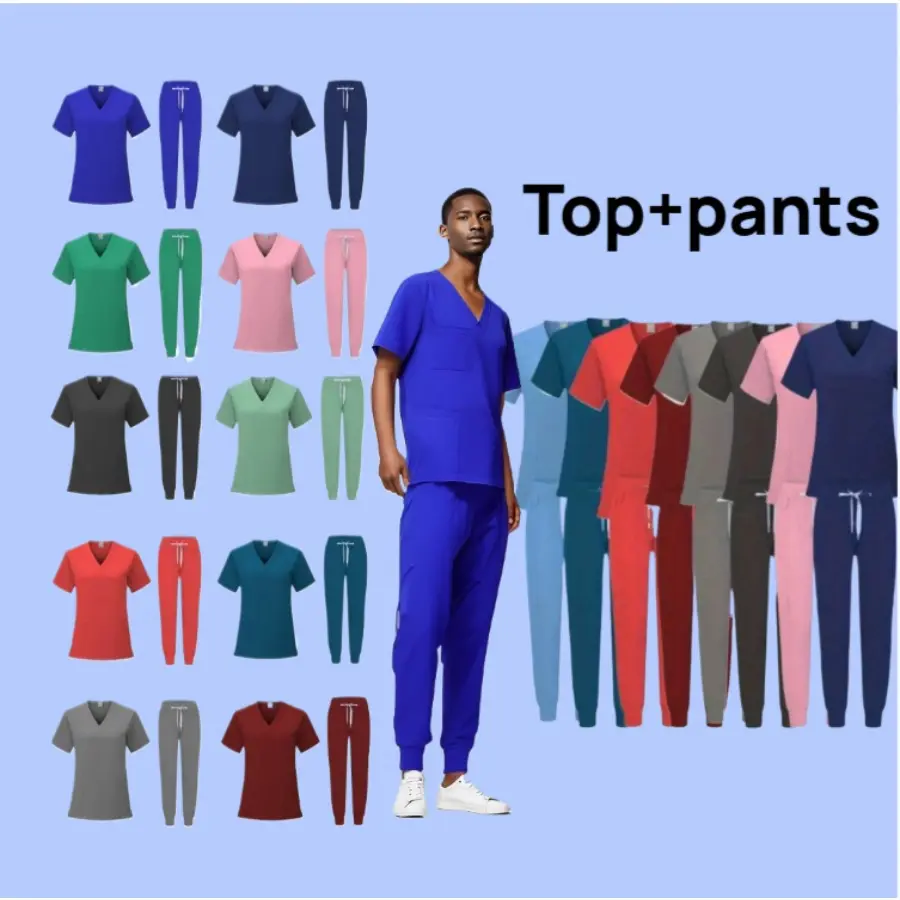 3pcs Lightweight & Durable for Care Service Environments Moisture-Wicking Top and Pants for Daily Work Use Premium Hygiene Work Uniform Set
