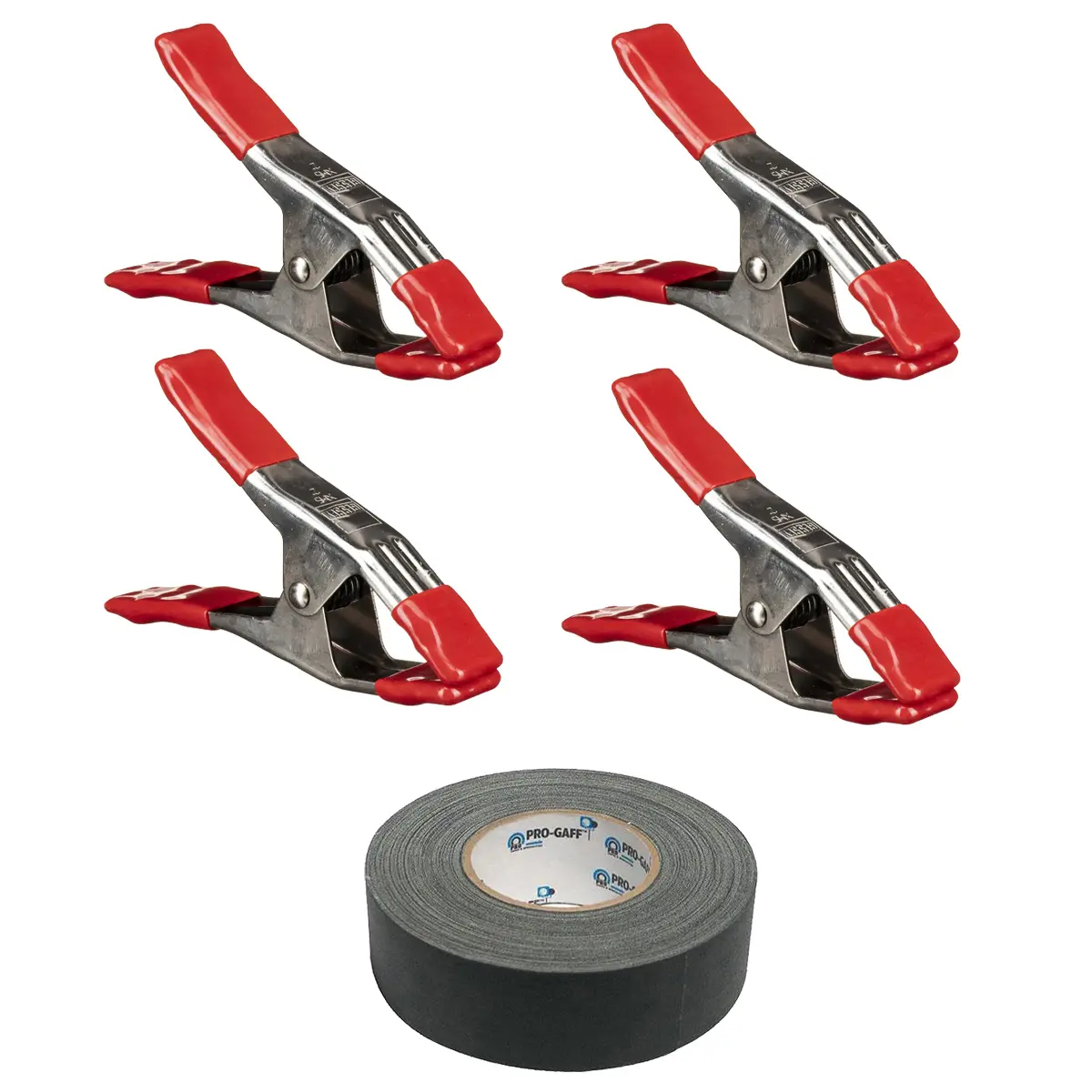 Bessey 4x XM5 2-1/4x2" Steel Spring Clamp, Orange, Bundle with Pro Tapes 2"x30 Yards Gaffer Tape