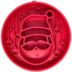 Sodapop Santa Design eBowl Enrichment Slow Feeder Bowl for Dogs 8" Wide X 8" Tall 2" Thick Holds 4 Cups of Food Dishwasher Safe