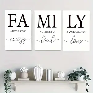 poster springtok 3pcs Modern Family Wall Art, Black and White Canvas Prints, Unframed Artwork, Home Decor for Living Room, Bathroom