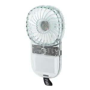Portable Fan Transparent Foldable 1200mAh Battery USB Rechargeable Neck Hanging Fan for Walking Camping Travel Blue