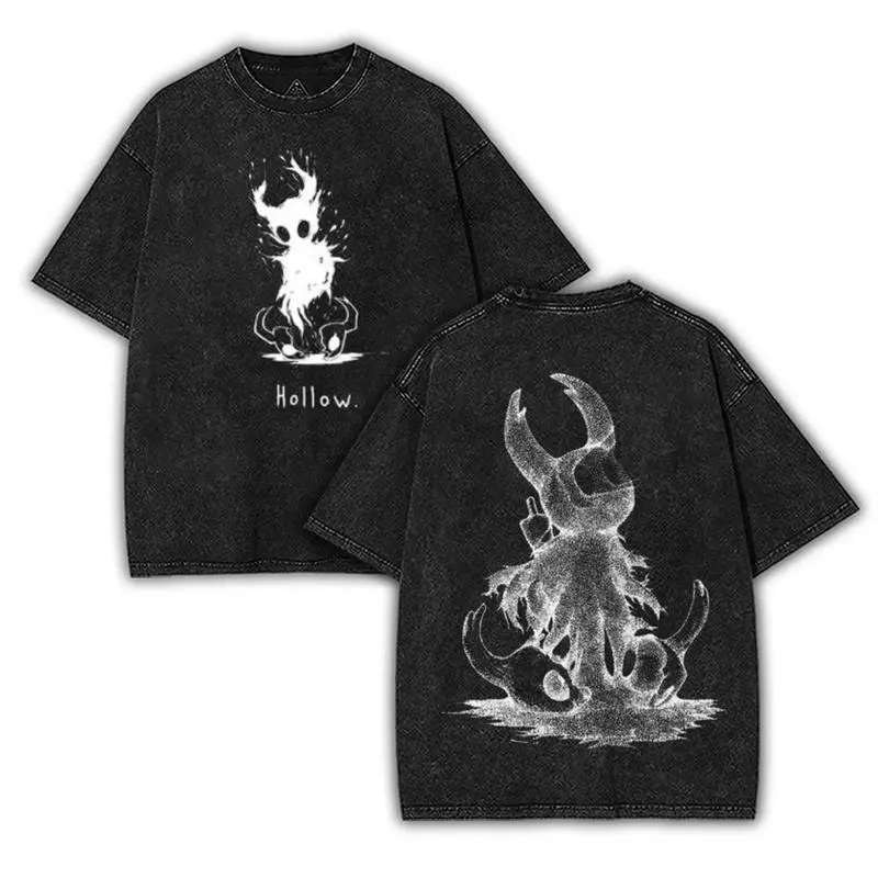 Men's Cotton Crew Neck 2-Sided Retro Black Graphic Tshirt - Distressed Short-Sleeve Oversize Menswear Game Merch Art Tops, Holiday Clothes, All-Season Vintage Gift, Shortsleeve, Graphic T Shirts, Casual, Oversized, All Seasons, Round Neck, Figure, Festive