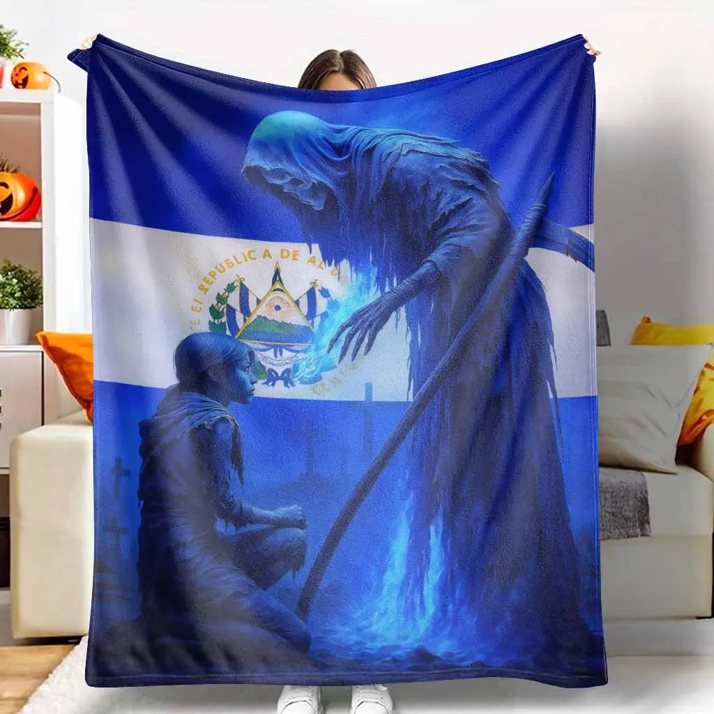 Grave Scene Grim Reaper Graphic Flannel Throw Blanket - Ultra-Soft, Lightweight, Warm, Wrinkle-Resistant - Ideal for Sofa, Travel, Memorial Remembrance Condolence Gifts, Lightweight Cozy Portable Blanket