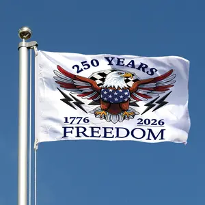 1pc 250 YEARS USA Flag Banner | 1776-2026 Freedom, 2*3ft or 3x5ft, Polyester Oxford Cloth, Single-Sided Printing, 2 Grommets, Suitable for Indoor, Outdoor, Home, Garden, Lawn, Room, Party, Decorations, Party Decorations Banners, Decorative Banner