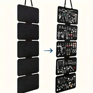 Jewelry Storage Rack, 1 Count 5 Layer Felt Jewelry Display Stand, Large Capacity Foldable Display Stand for Earrings, Pendants, Necklaces & Bracelets
